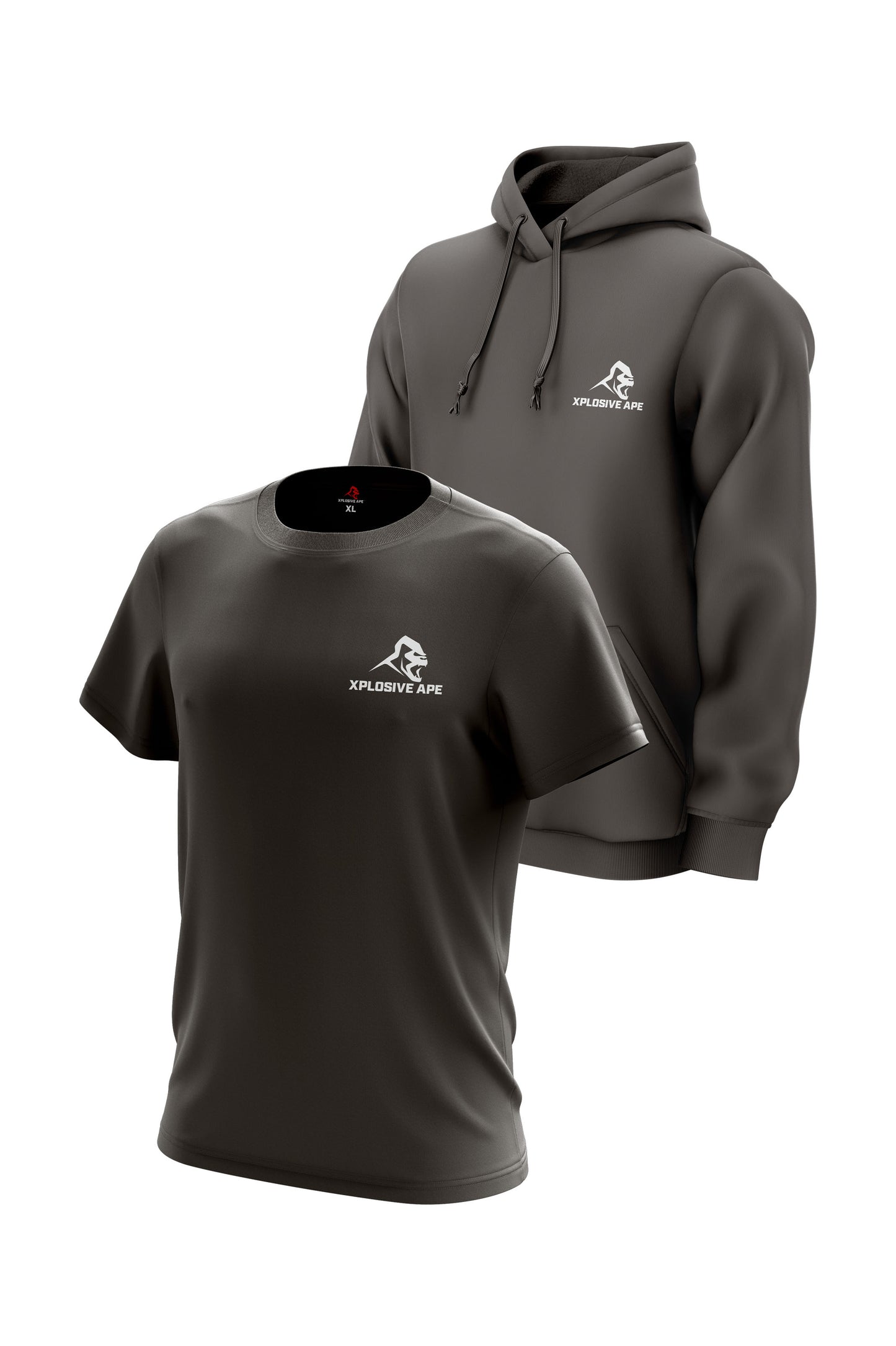 XAPE Classic String Hoodie & Logo Tee Combo - Charcoal