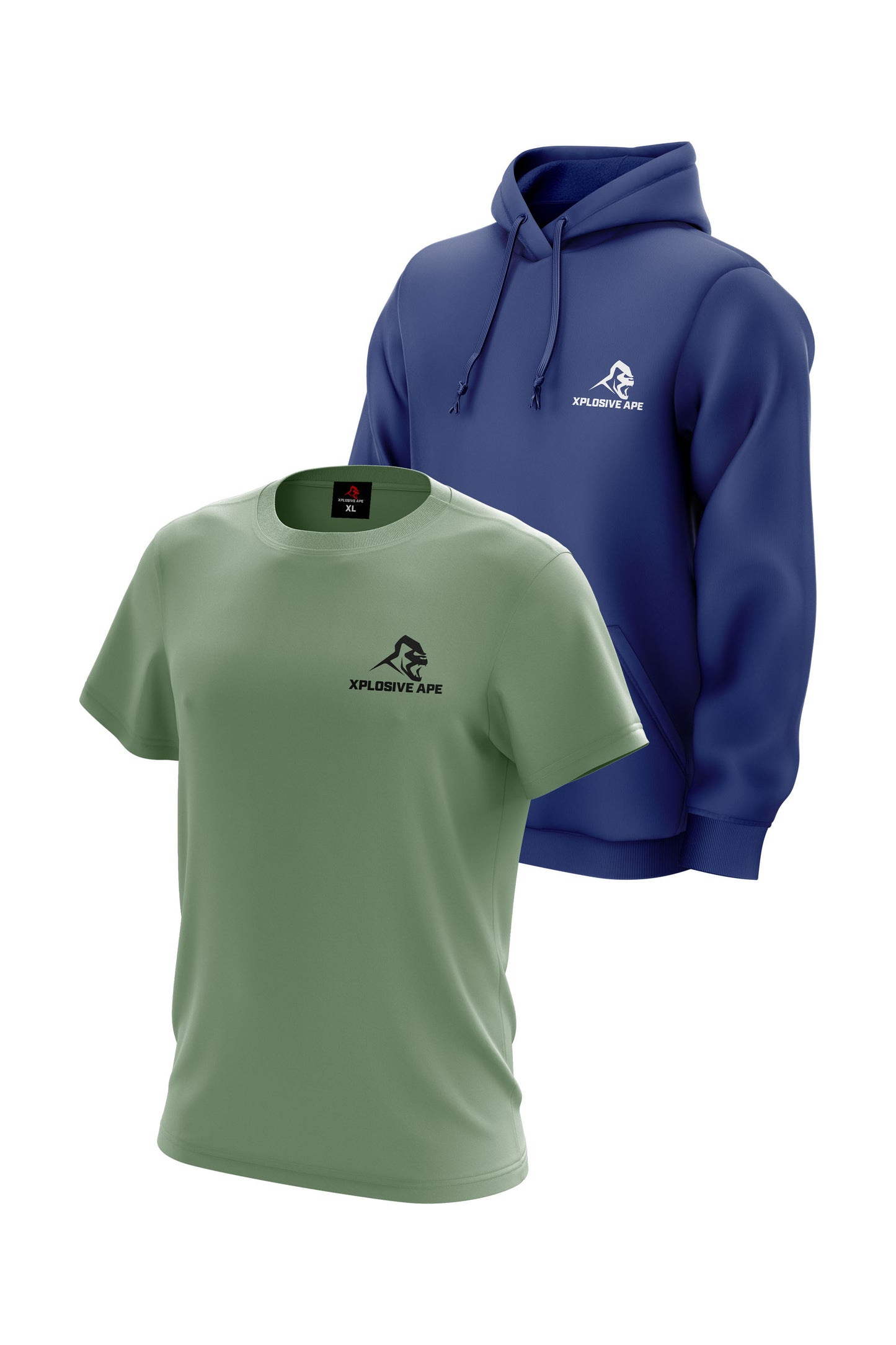 XAPE Classic String Hoodie & Logo V2 Tee Combo - Cobalt/Sage
