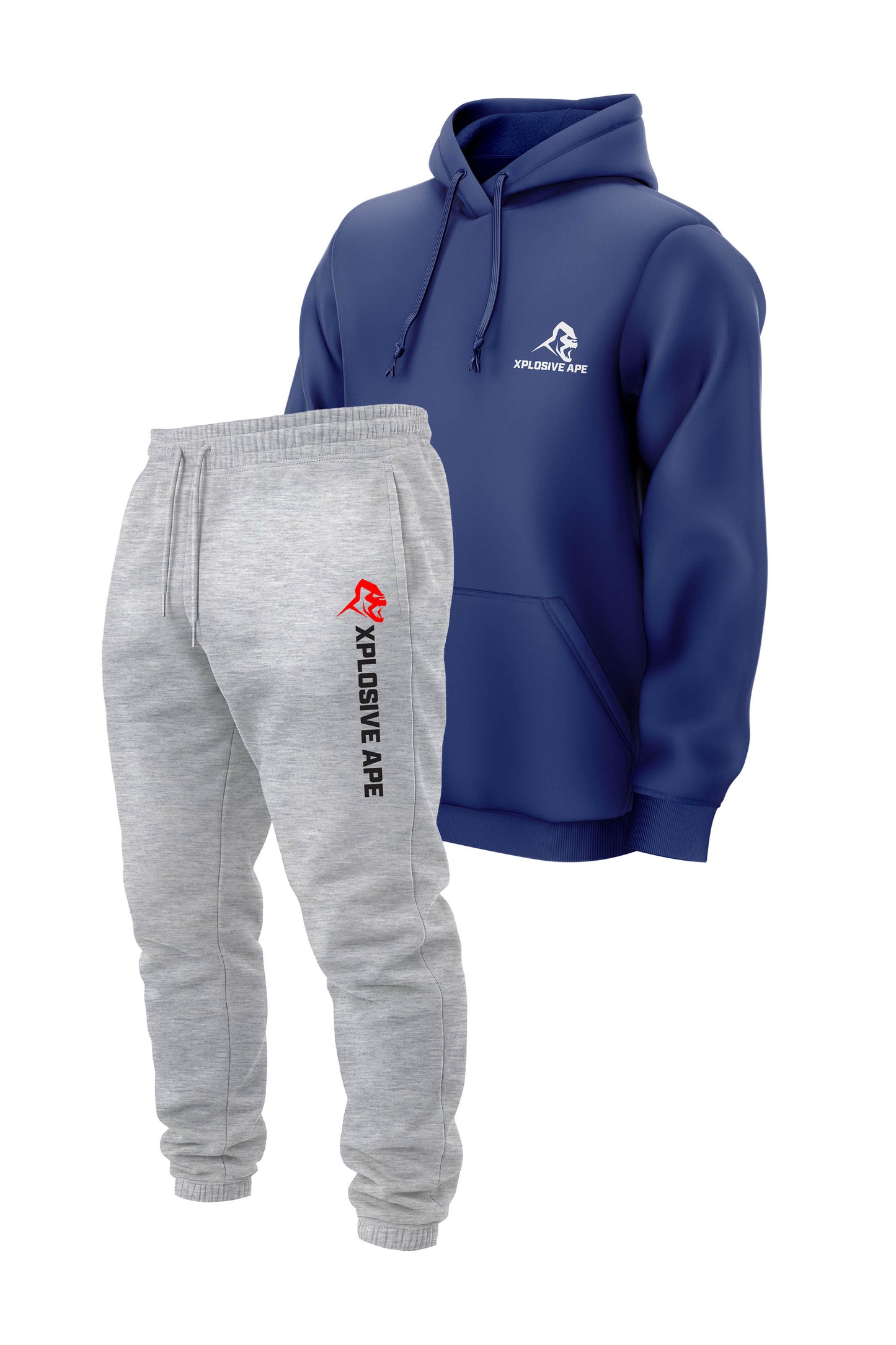 XAPE Classic String Hoodie & Originals V2 Joggers Combo - Cobalt/Ash Grey