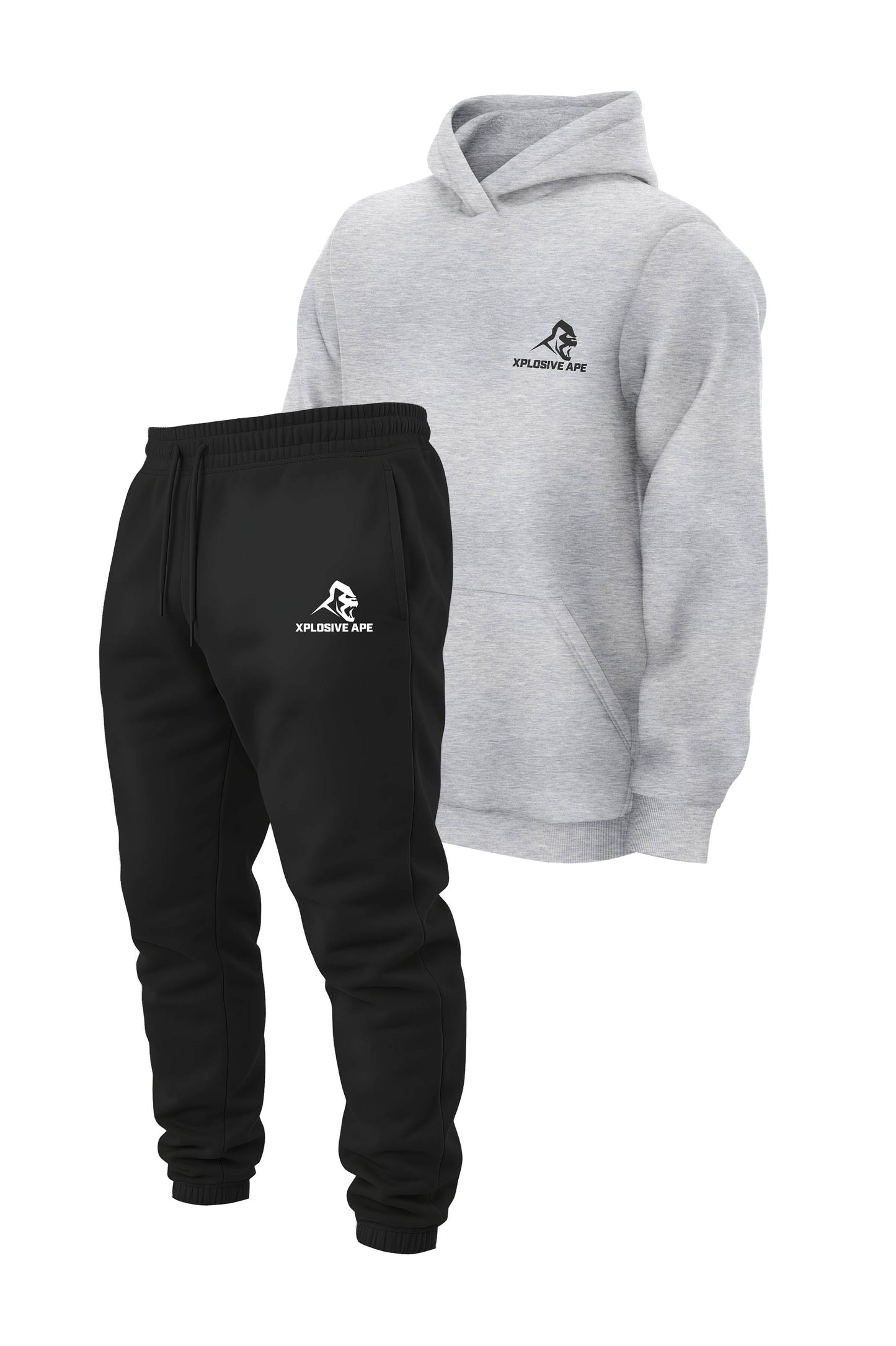 XAPE Classic Hoodie & Classic Logo Joggers Combo - Sports Grey/Black