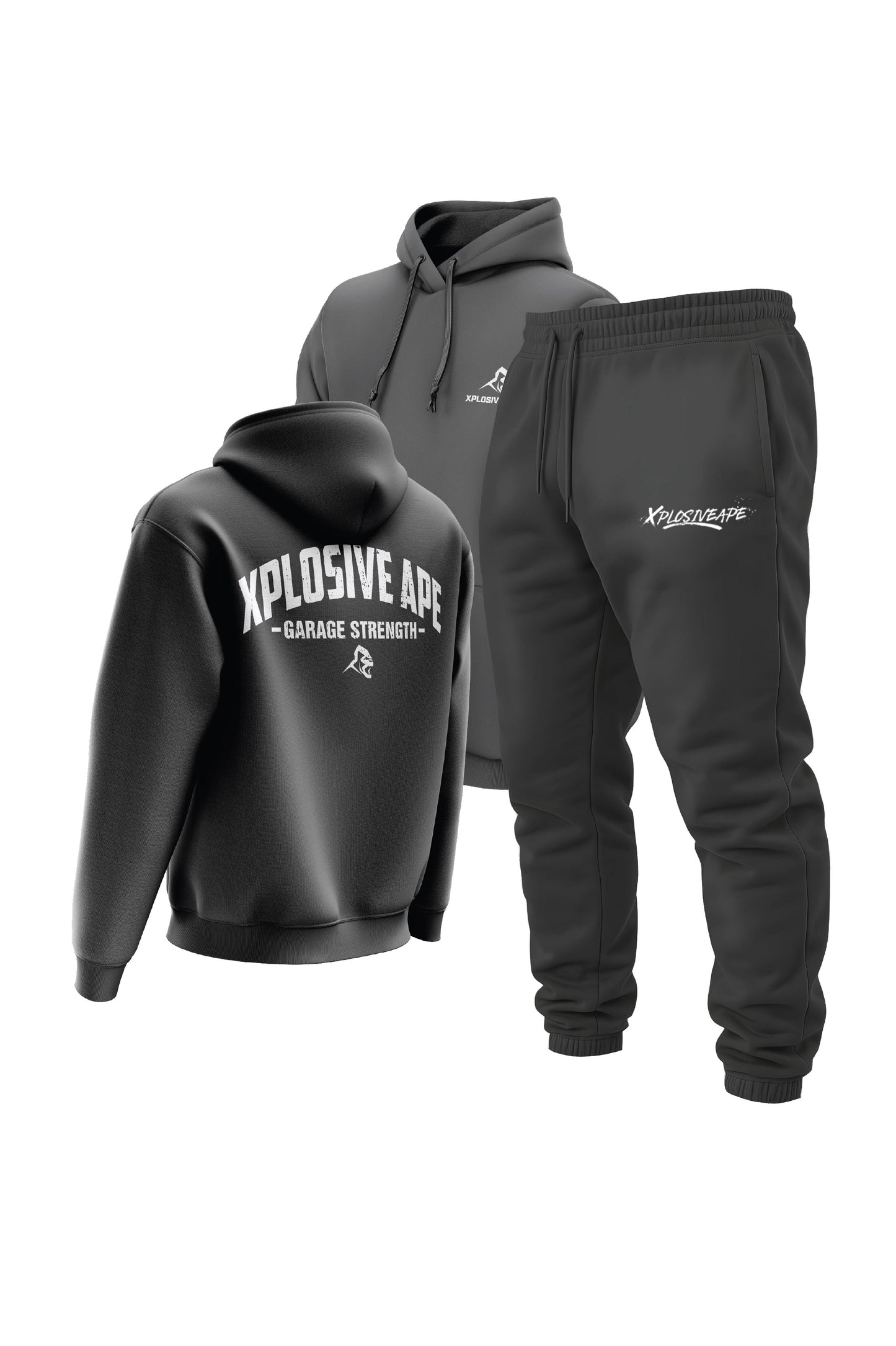 XAPE Garage Strength Hoodie & Desolate Joggers Combo - Charcoal