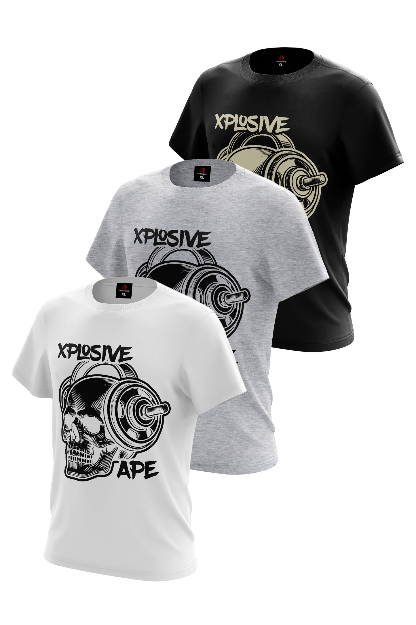 XAPE Headcheese 3 Tees Pack - White/Sports Grey/Black