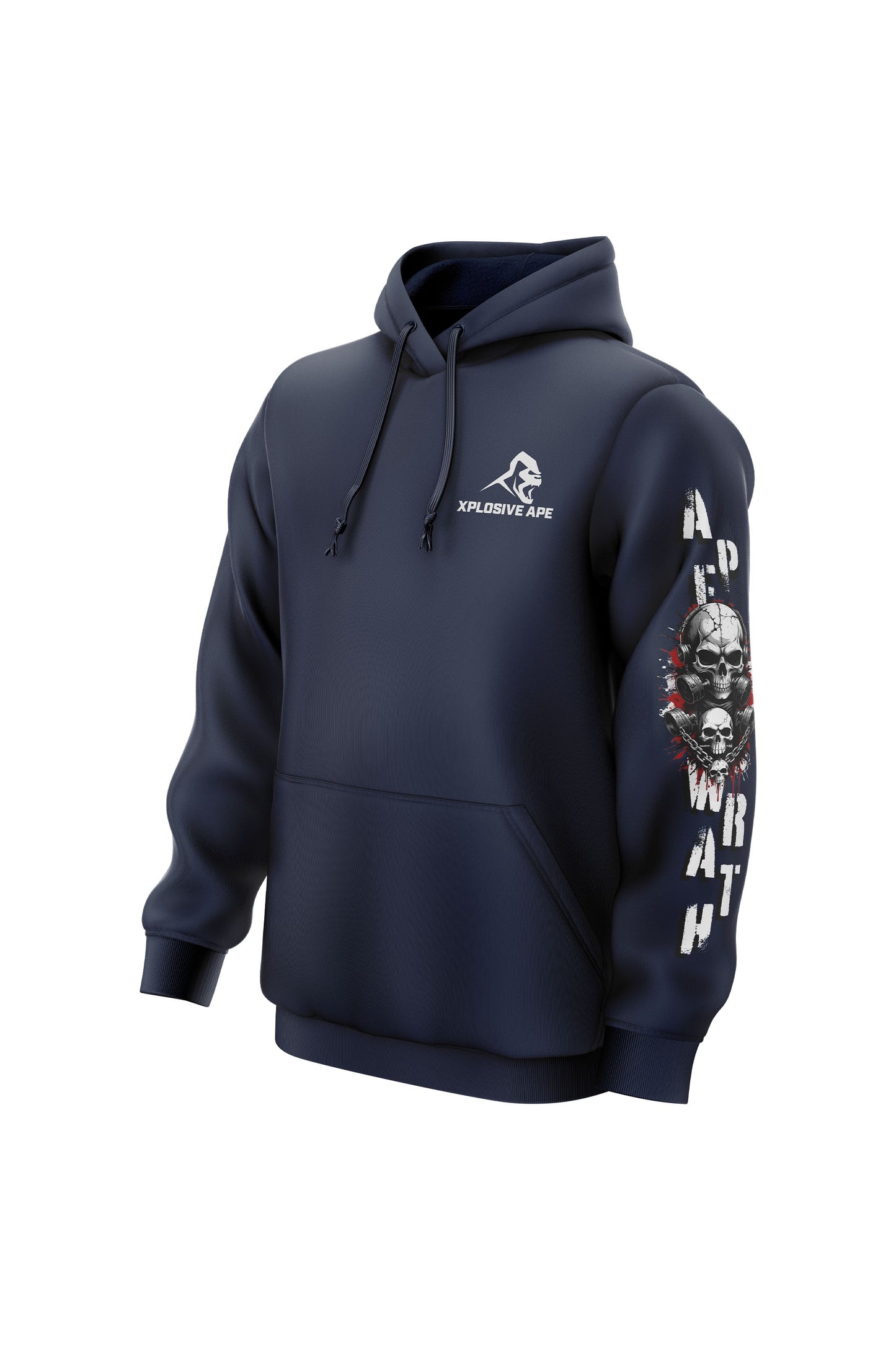 XAPE Iron Skull String Hoodie - Navy