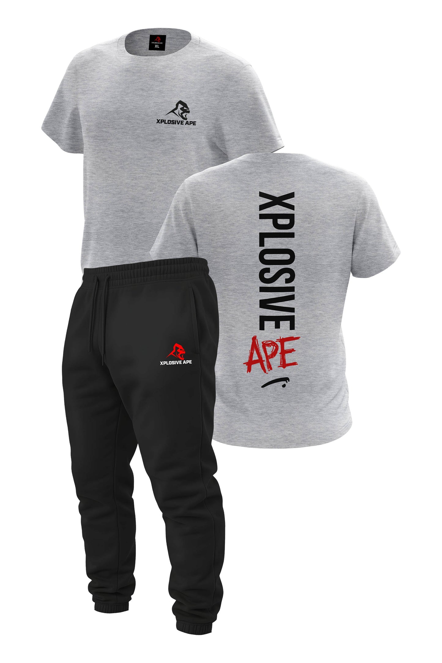XAPE Graffiti Tee & Original Logo Joggers Combo - Sports Grey/Black