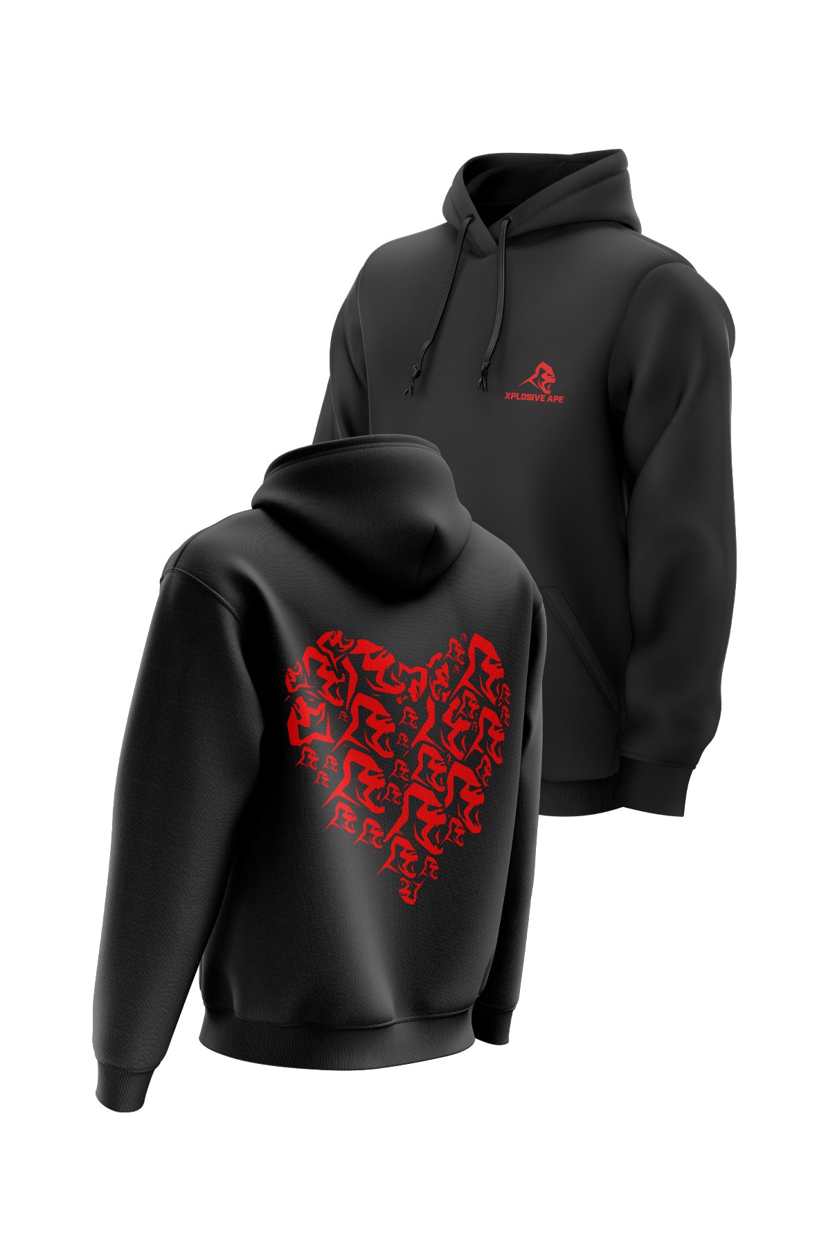 XAPE Hearts String Hoodie - Black