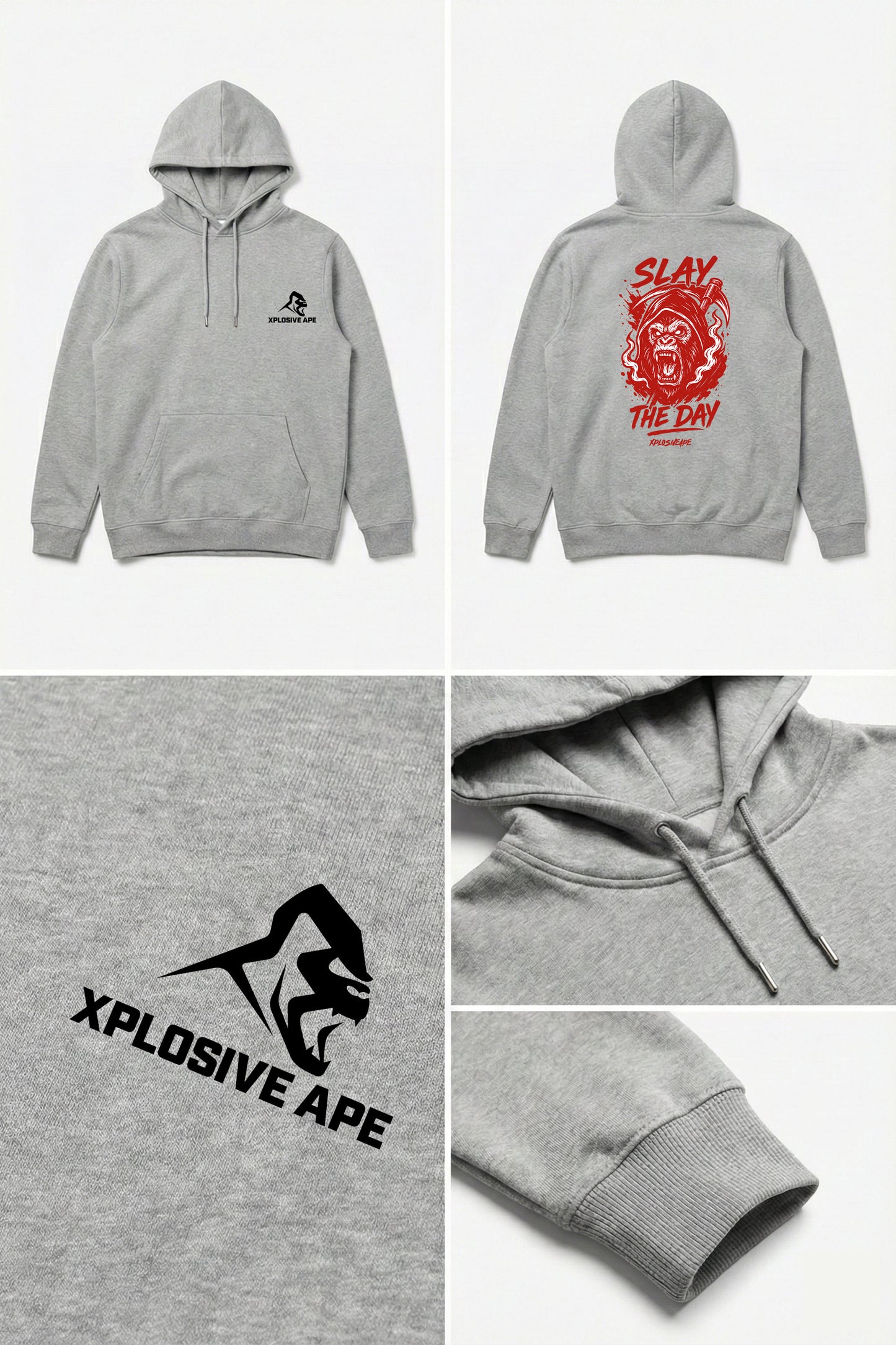 XAPE Slayer String Hoodie - Sports Grey