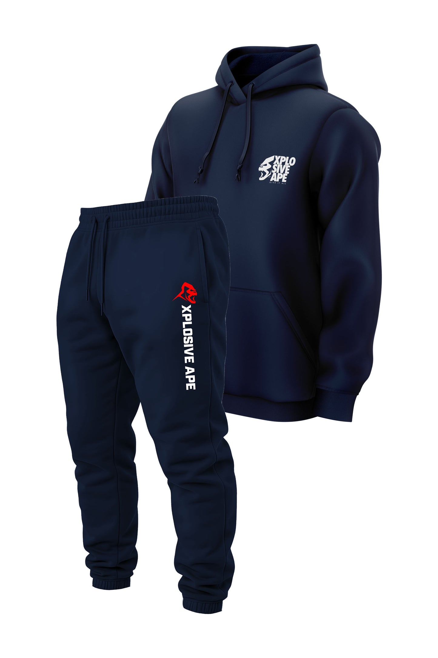 XAPE Ultimate Ape V2 String Hoodie & Originals V3 Joggers Combo - Navy