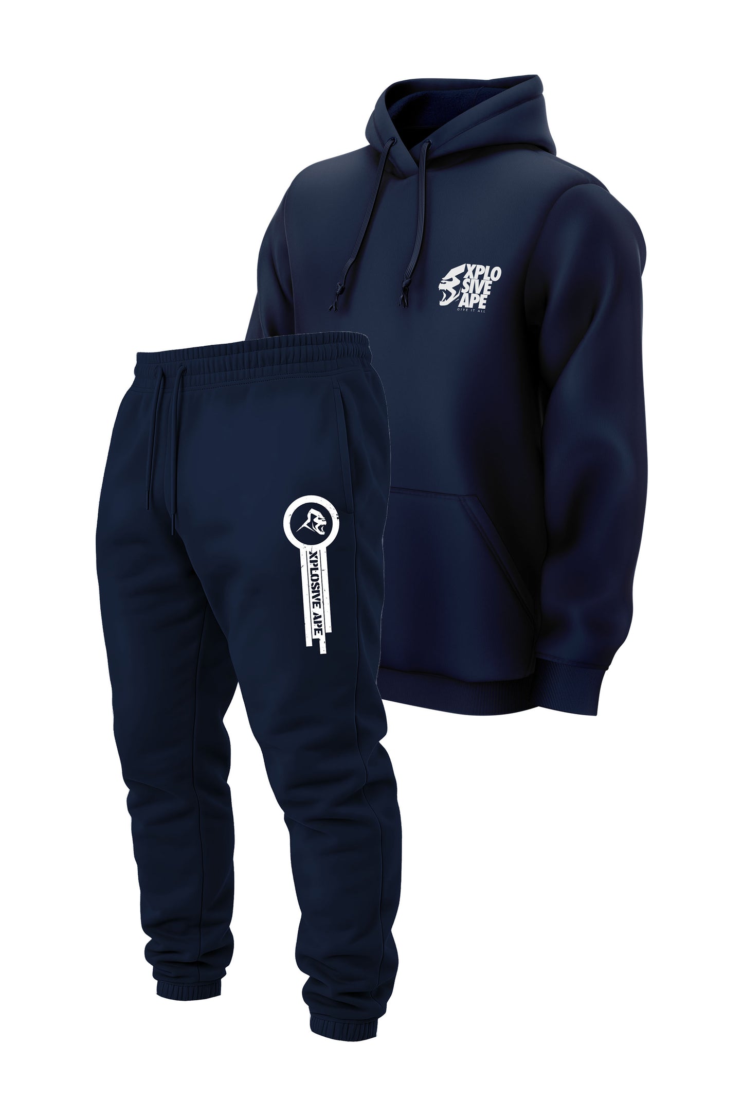 XAPE Ultimate Ape V2 String Hoodie & Panelled V2 Joggers Combo - Navy