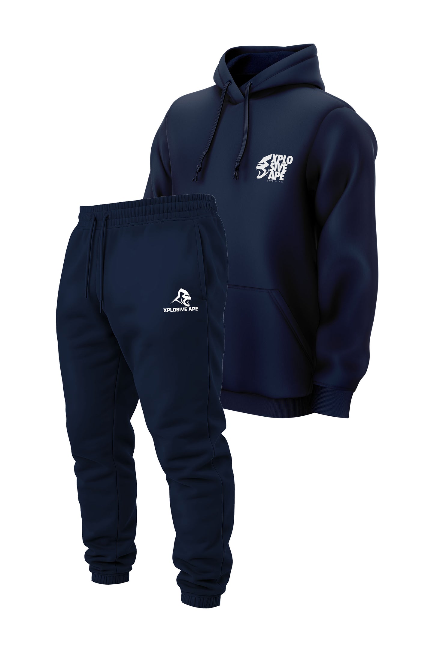 XAPE Ultimate Ape V2 String Hoodie & Prime Logo V2 Joggers Combo - Navy