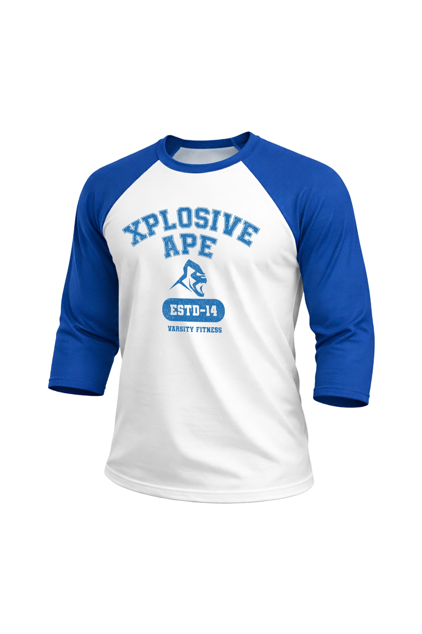 XAPE Zone 01 Raglan 3/4 Sleeve Tee - White/Royal Blue