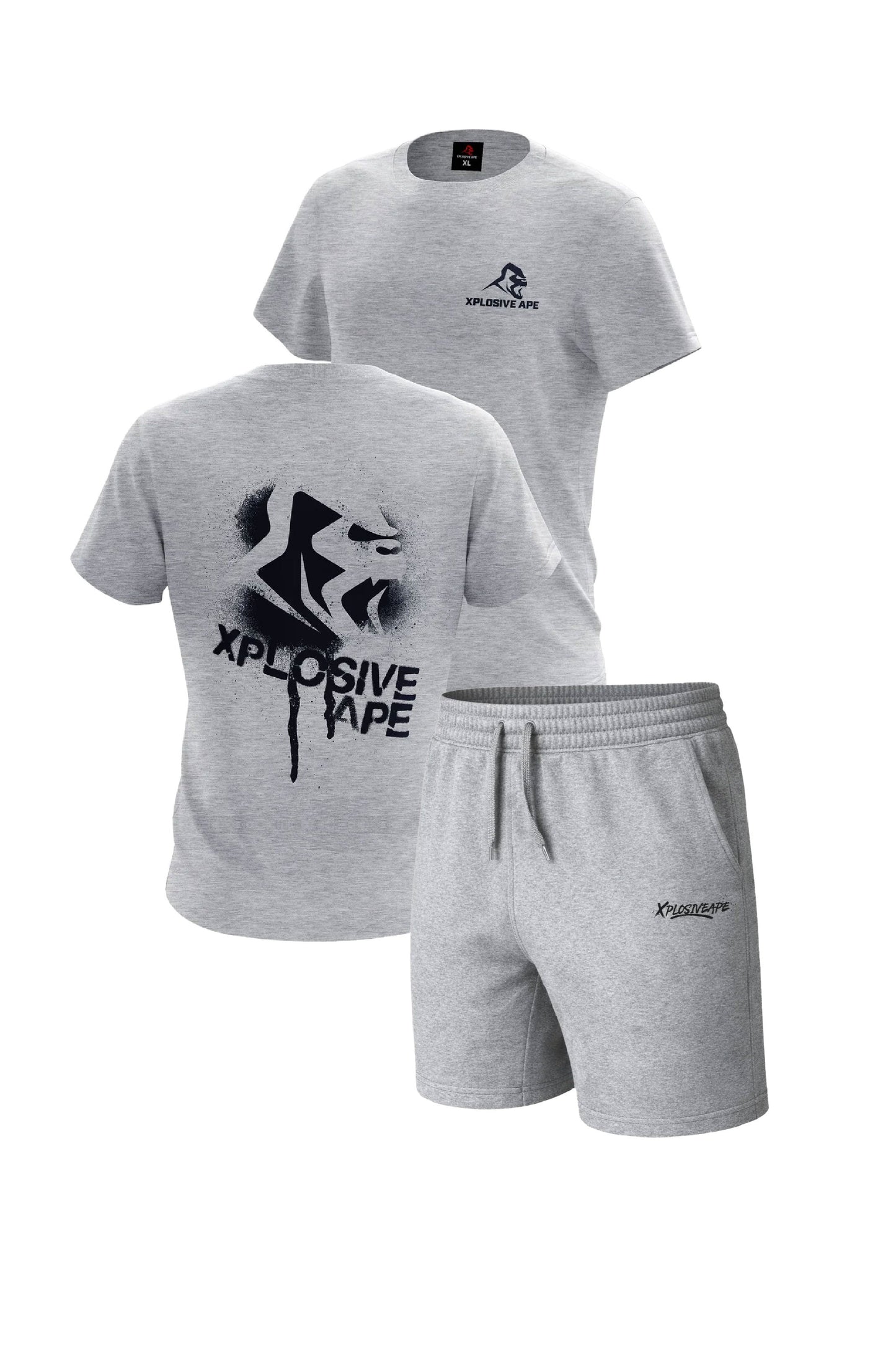 XAPE Canister Tee & Desolate Oversized Shorts Combo - Sports Grey