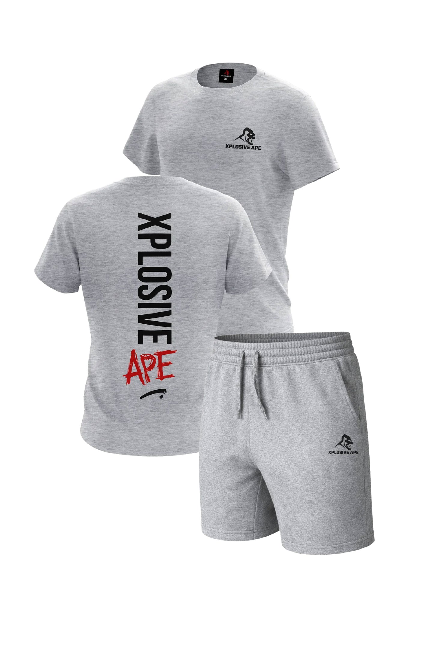XAPE Graffiti Tee & Prime Oversized Shorts Combo - Sports Grey