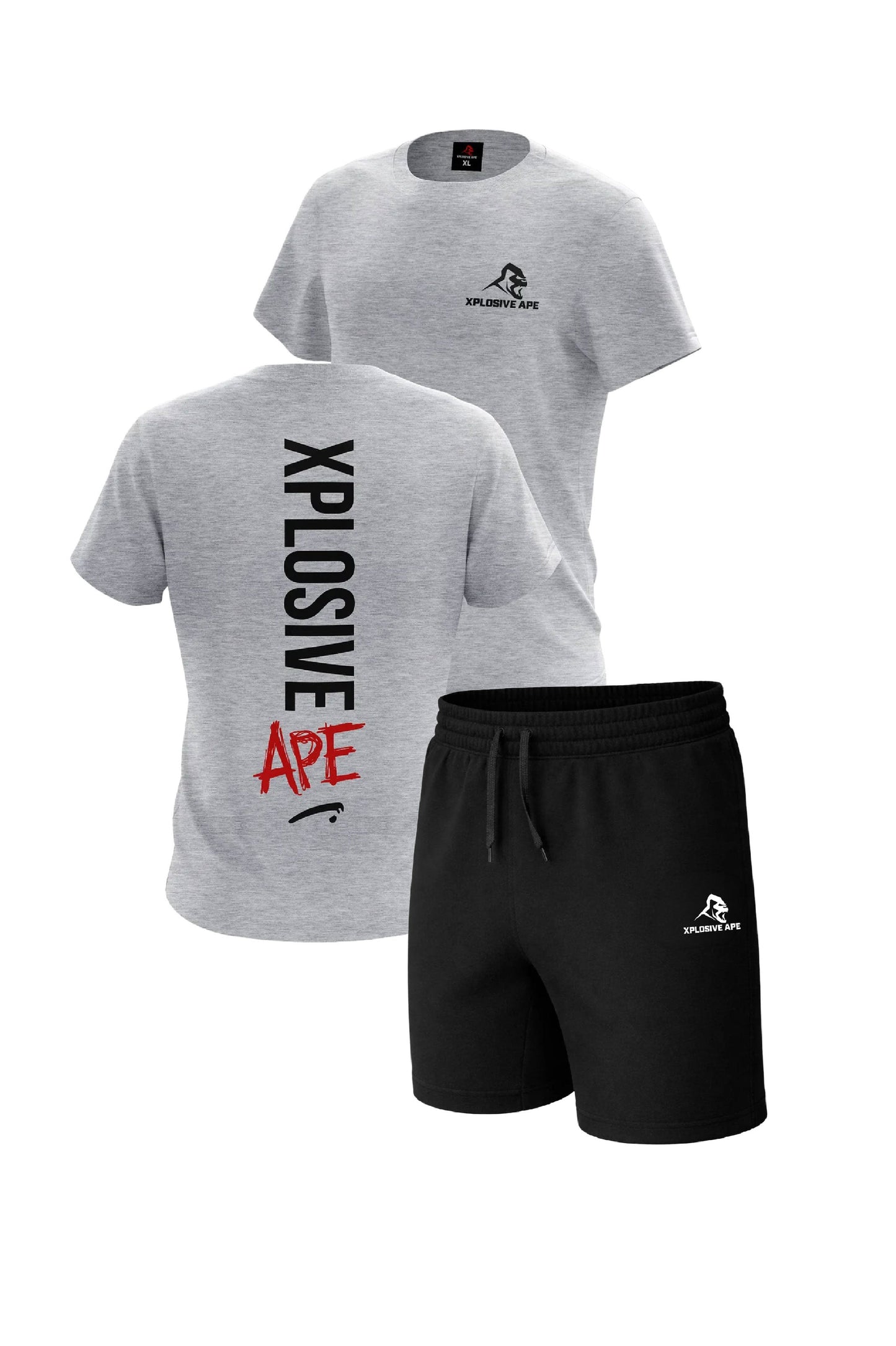 XAPE Graffiti Tee & Prime Oversized Shorts Combo - Sports Grey/Black