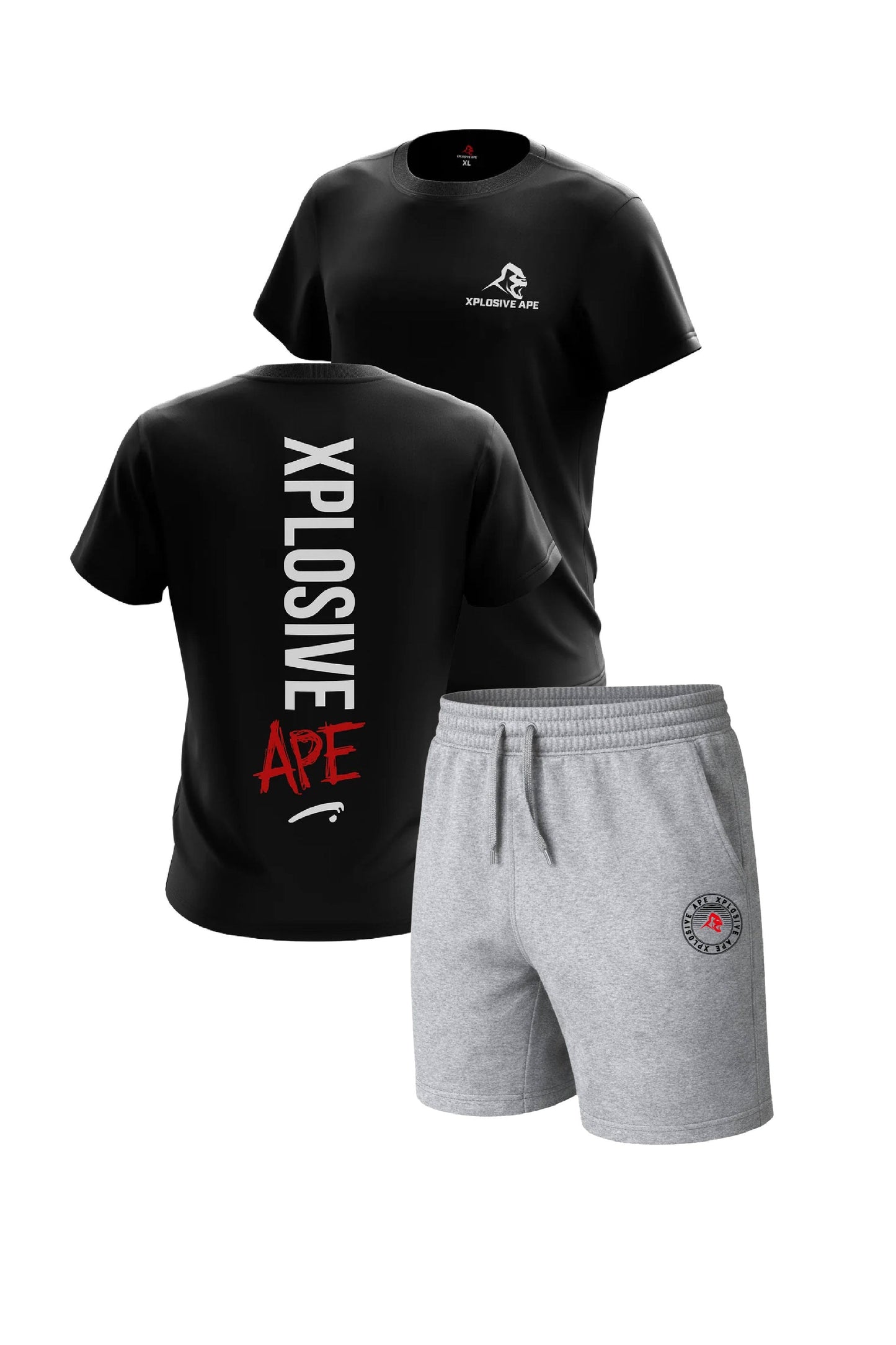 XAPE Graffiti Tee & Venus Oversized Shorts Combo - Sports Grey/Black