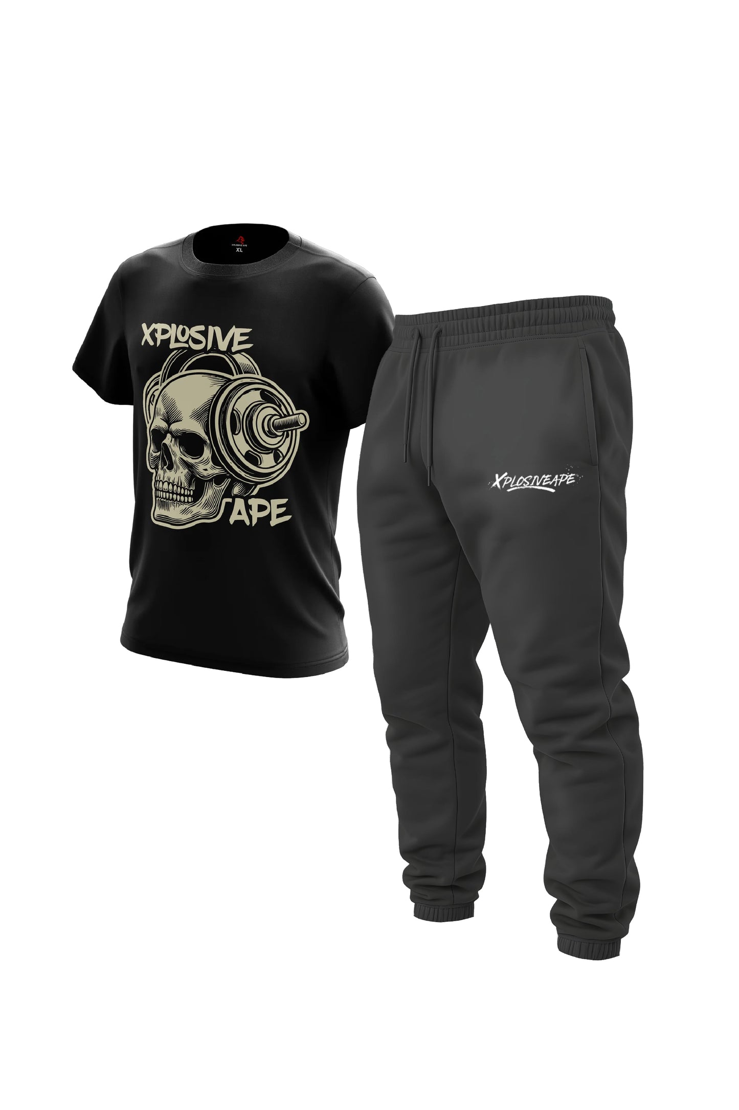 XAPE Headcheese Tee & Desolate Joggers Combo - Black/Charcoal