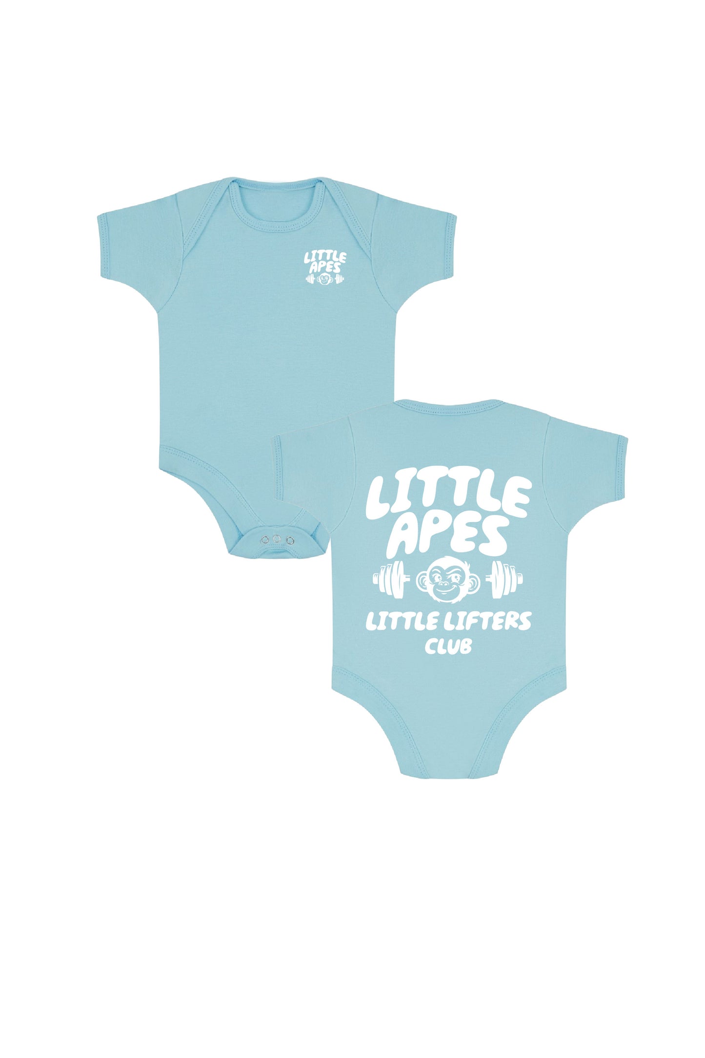 Little Apes Little Lifters Club Baby Body Suit - Light Blue