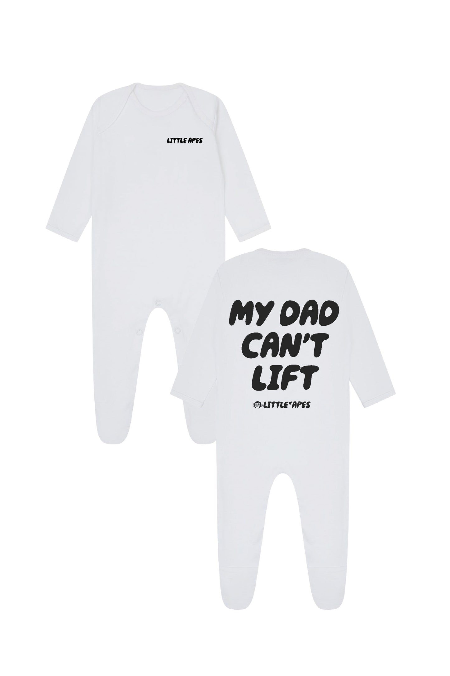 Little Apes My Dad Can't Lift Baby Romper Suit - White
