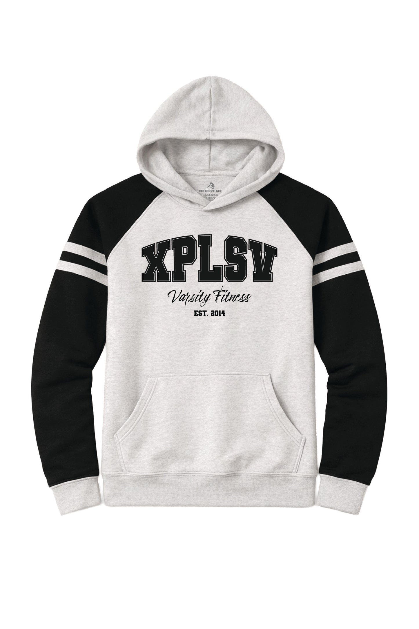 XAPE Varsity Fitness Raglan Hoodie - Oatmeal Heather/Black