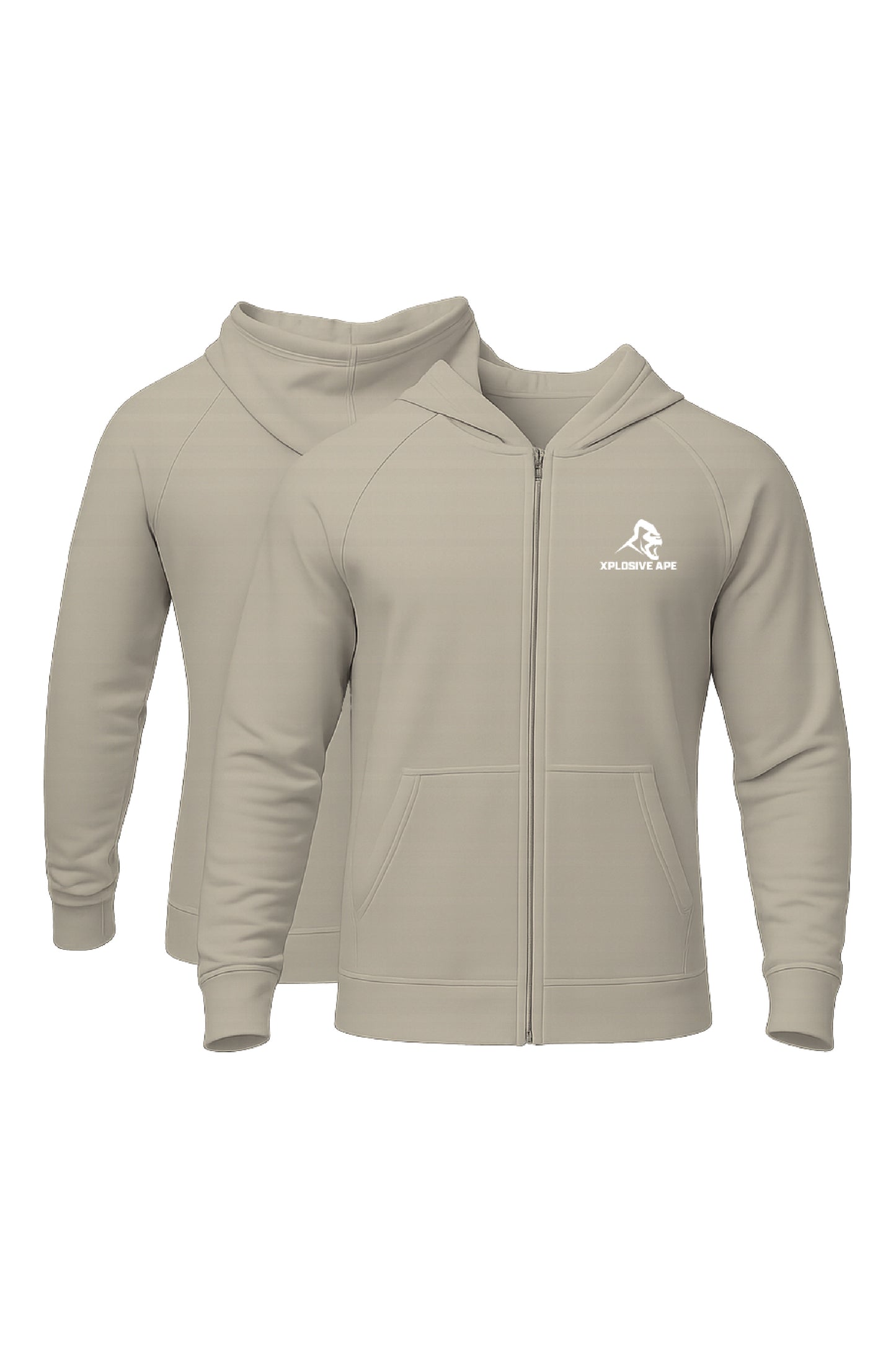 XAPE Prime Oversized Zip Hoodie - Stone