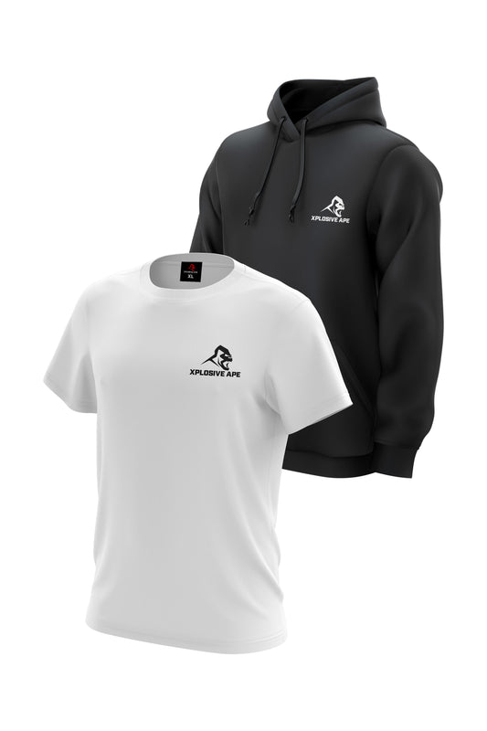 XAPE Classic String Hoodie & Logo Tee Combo - Black/White