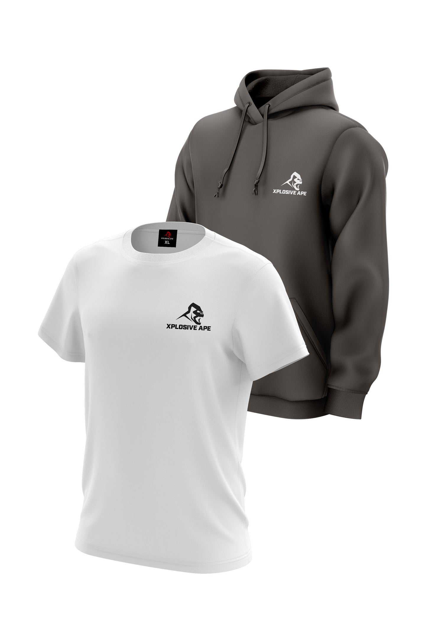 XAPE Classic String Hoodie & Logo Tee Combo - Charcoal/White