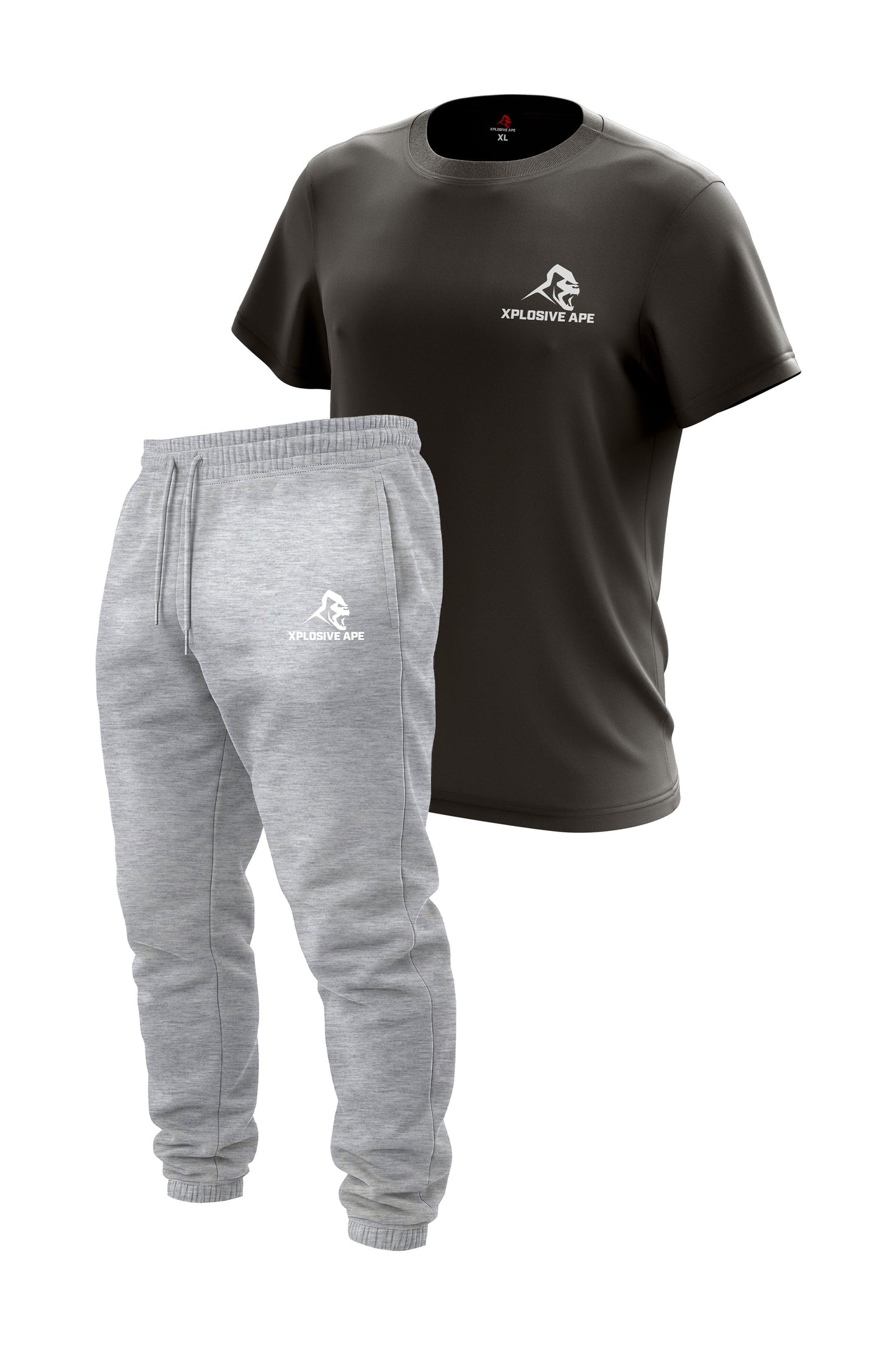XAPE Prime Logo V2 Joggers & Classic Logo Tee Combo - Sports Grey/Charcoal