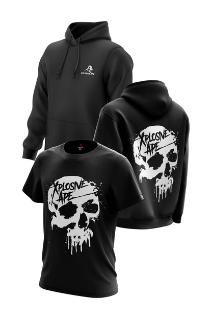 XAPE Dripping Skull Tee & Hoodie Combo - Black