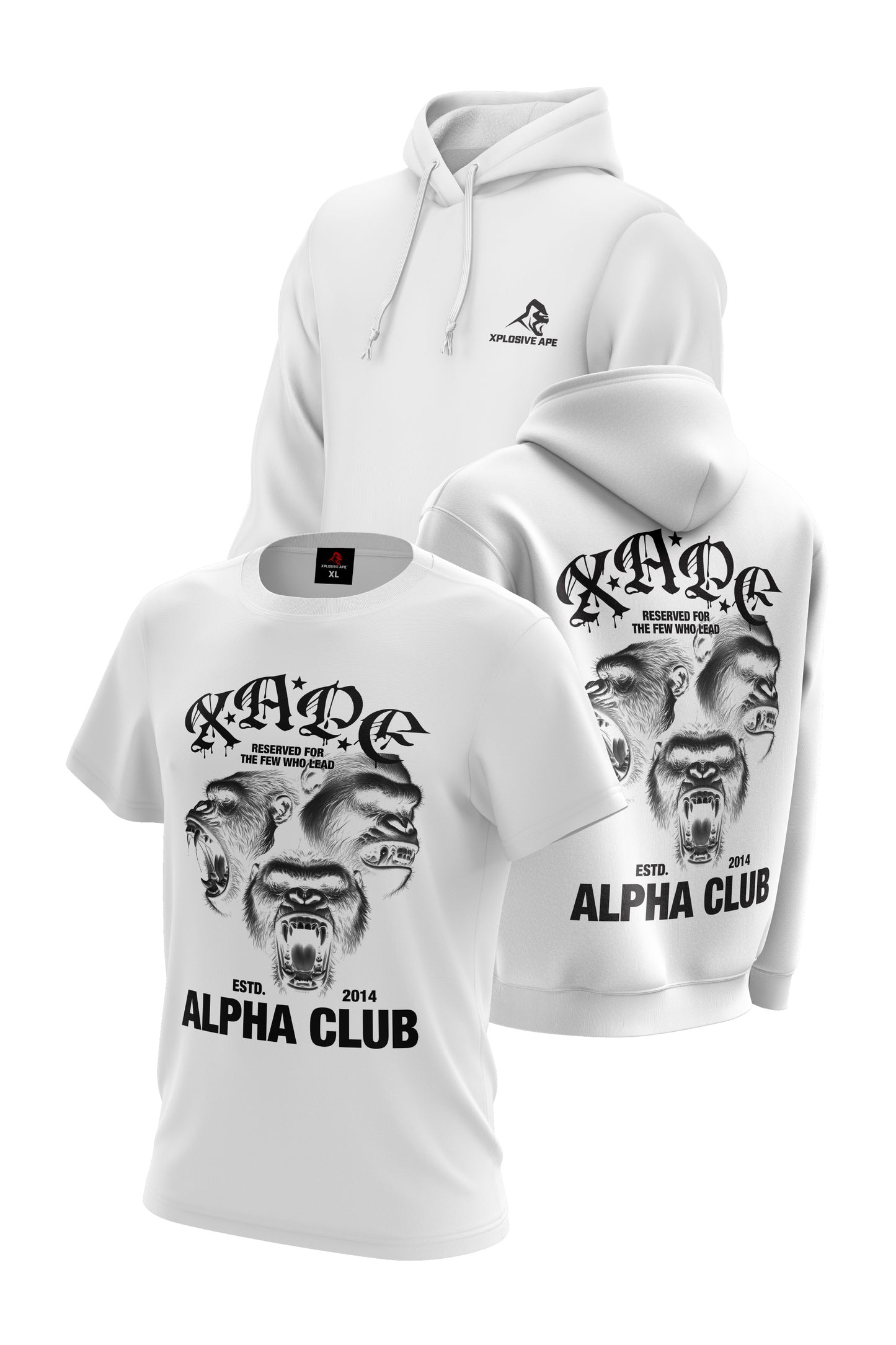 XAPE Alpha Club Reserved Hoodie & Tee Combo - White