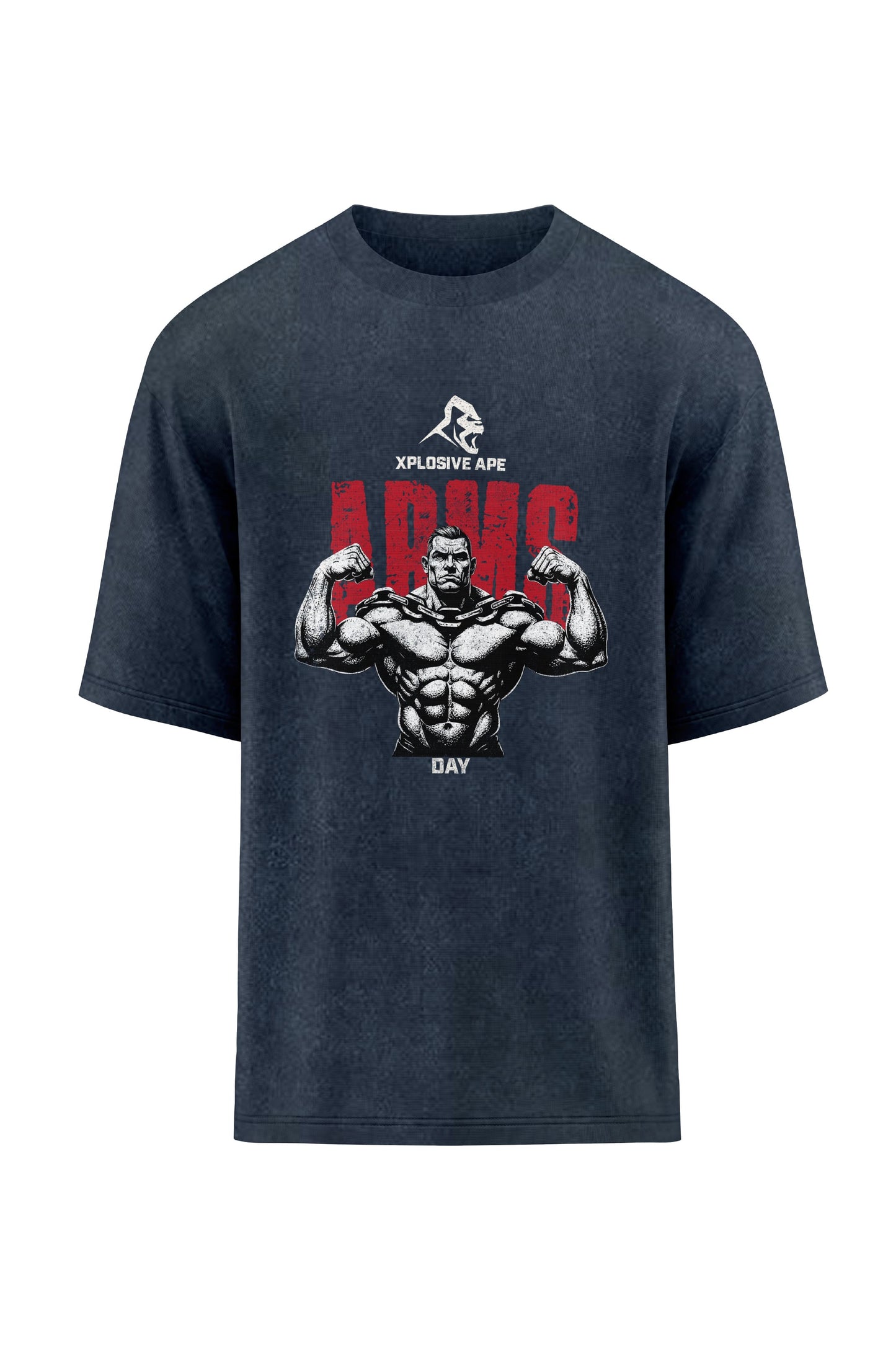 XAPE Arms Day Oversized Tee - Acid Wash Black