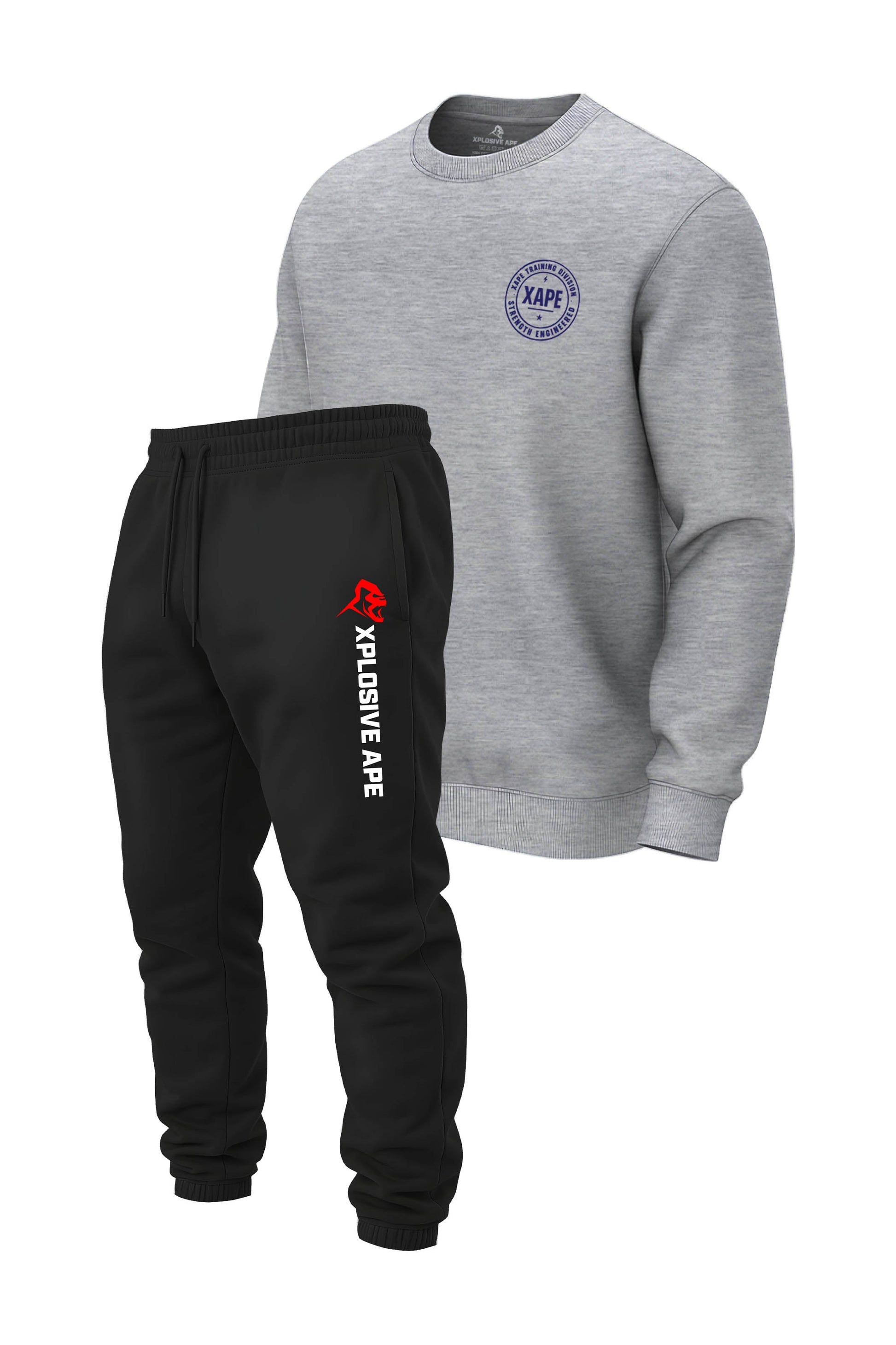 XAPE Badge Logo V2 Sweatshirt & Originals V2 Joggers Combo - Sports Grey/Black