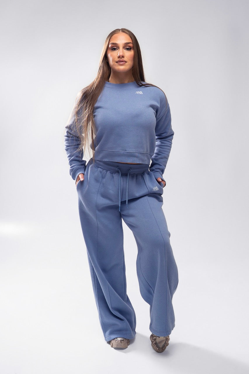 XAPE Core Logo Flared Joggers - Slate Blue