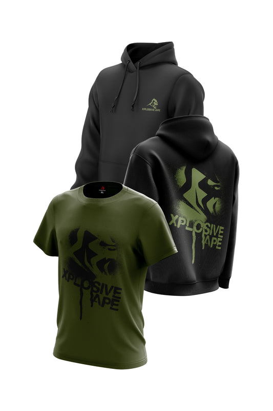 XAPE Canister Hoodie & Tee Combo - Black/Military Green