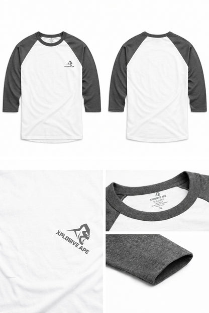 XAPE Classic Raglan 3/4 Sleeve Tee - White/Dark Heather