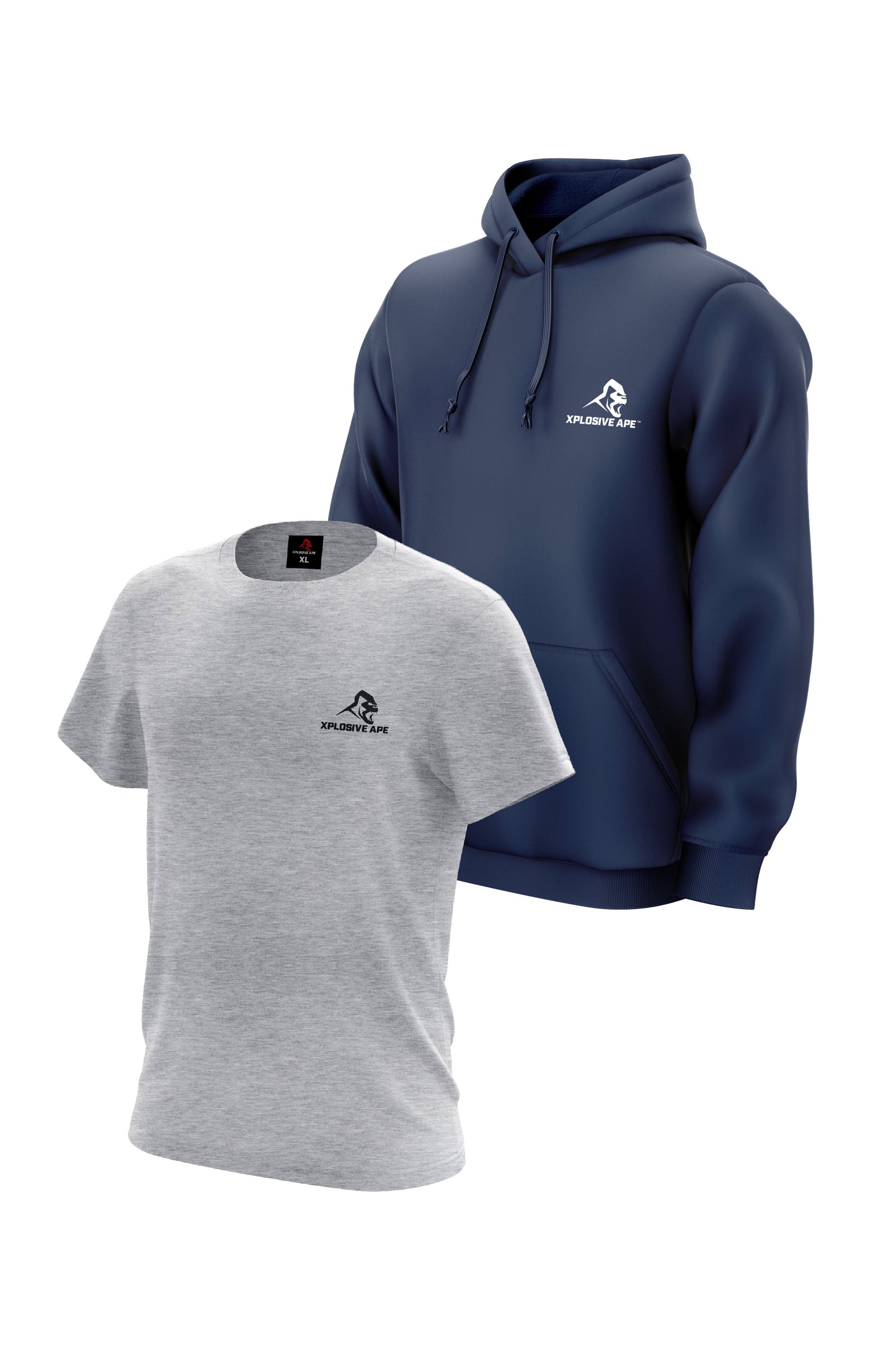 XAPE Essential Tee & Classic Hoodie Combo - Sports Grey/Navy