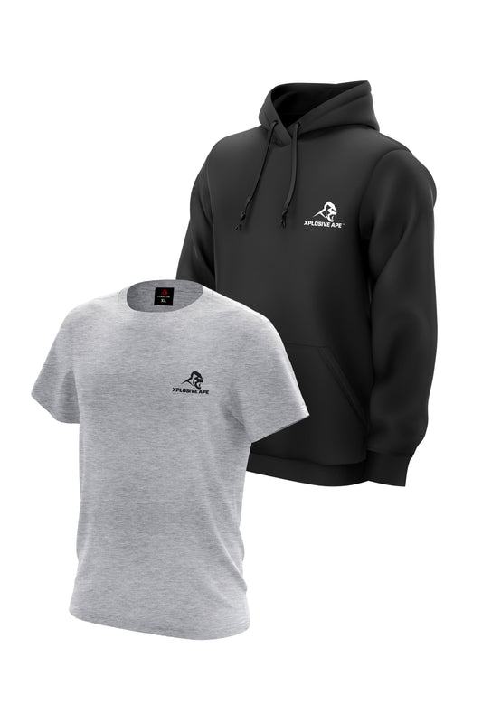XAPE Essential Tee & Classic Hoodie Combo - Sports Grey/Black