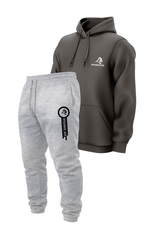 XAPE Classic String Hoodie & Panelled V2 Joggers Combo - Charcoal/Ash Grey