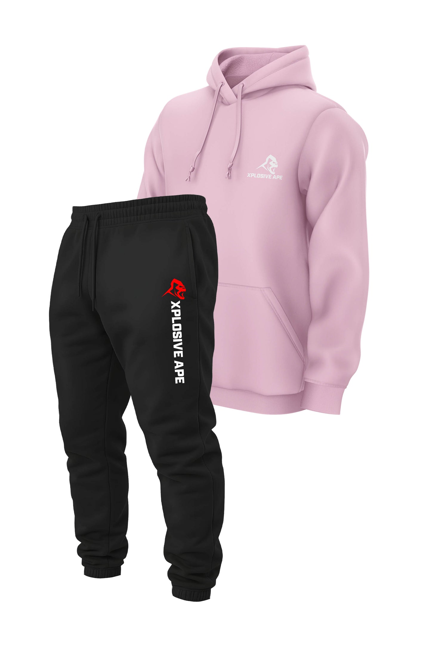 XAPE Classic String Hoodie & Originals V2 Joggers Combo - Light Pink/Black