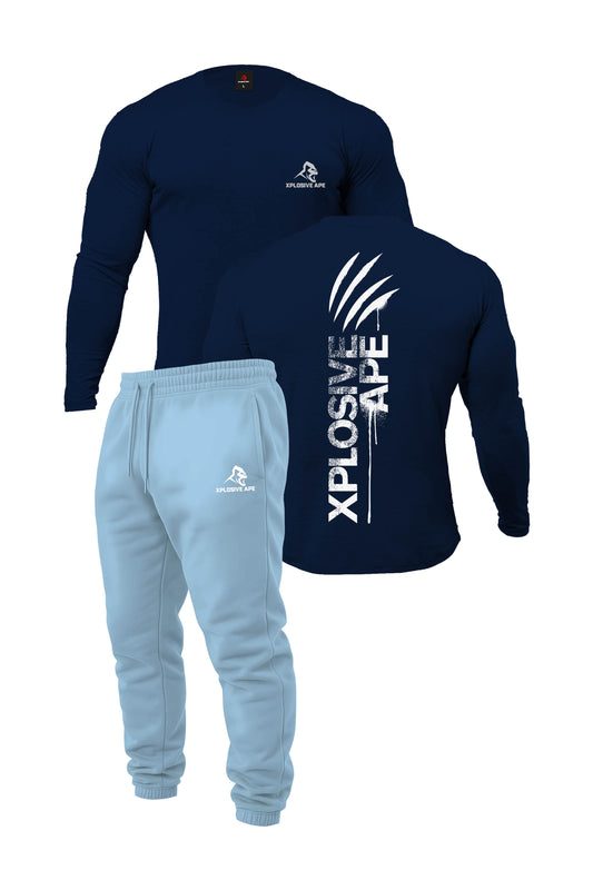 XAPE Claw Long Sleeve Tee & Prime Logo V2 Joggers Combo - Navy/Sky