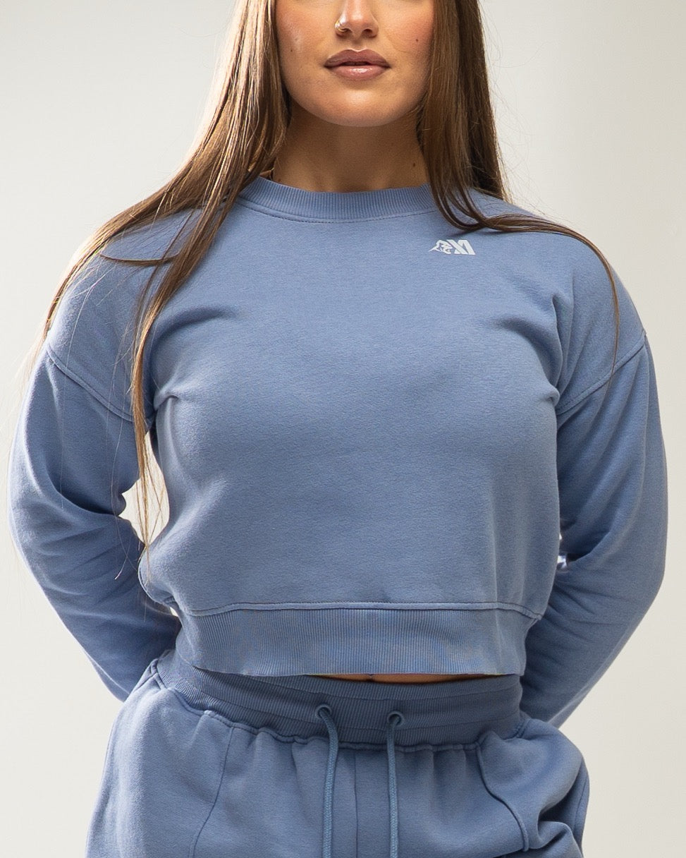 XAPE Core Logo Cropped Sweatshirt - Slate Blue