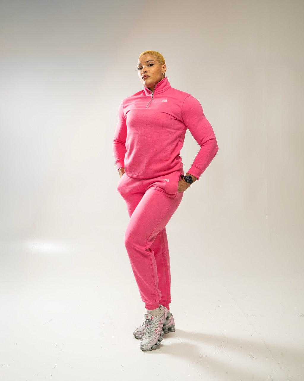 XAPE Core Logo Quarter Zip - Dusty Pink