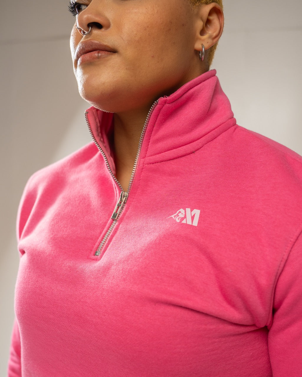XAPE Core Logo Quarter Zip - Dusty Pink
