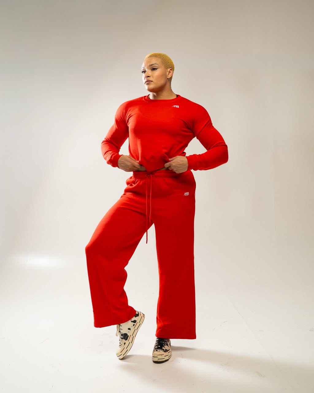 XAPE Core Logo Wide Leg Joggers - Red