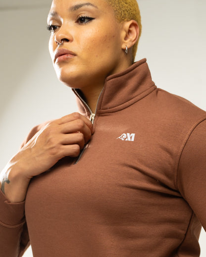 XAPE Core Logo Quarter Zip - Cocoa