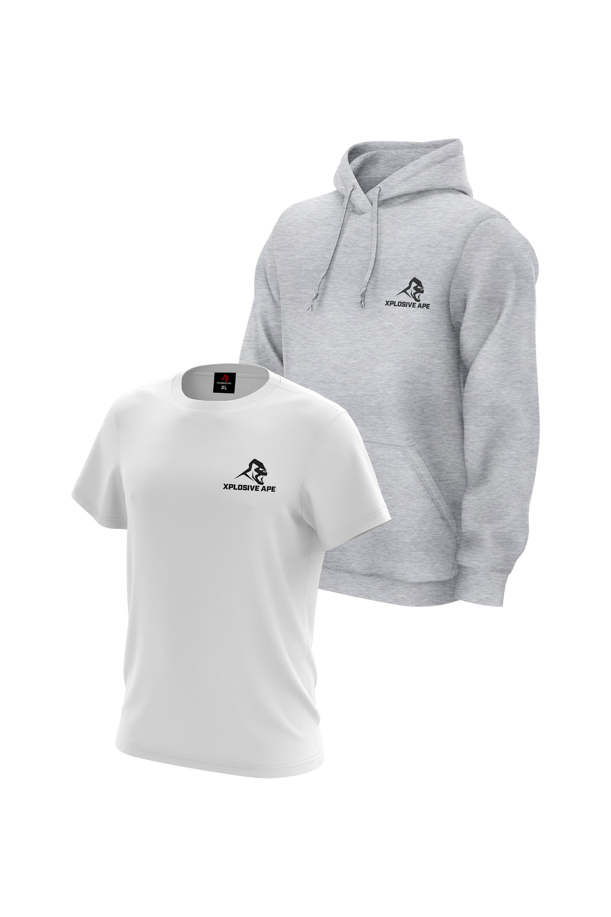 XAPE Essential Tee & Classic Hoodie Combo - White/Sports Grey