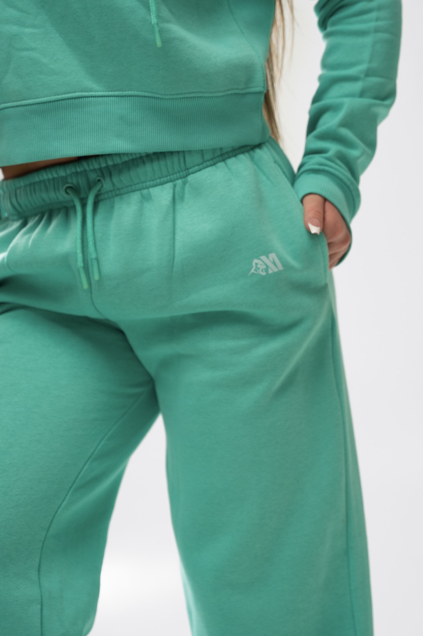 XAPE Core Logo Wide Leg Joggers - Deep Teal