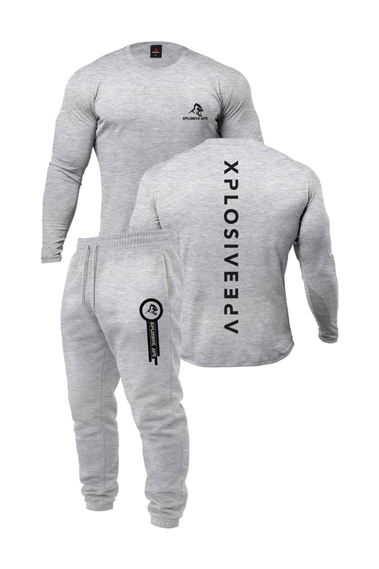 XAPE Futuristic Long Sleeve Tee & Panelled V2 Joggers Combo - Grey