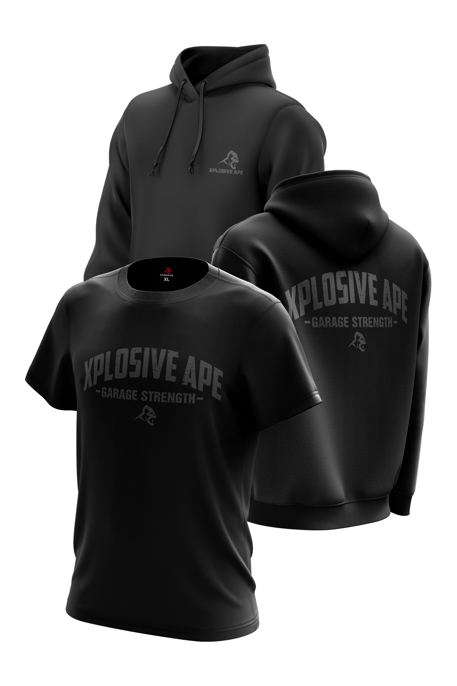 XAPE Garage Strength Hoodie & Tee Combo - Black