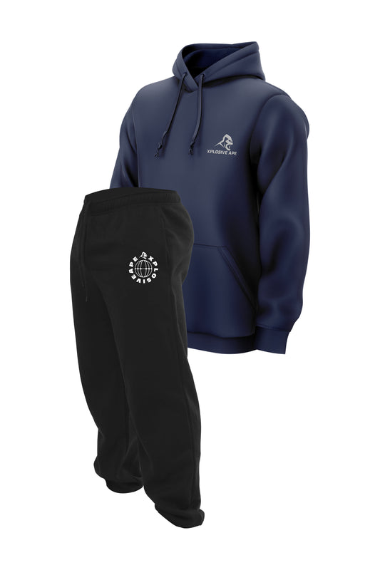 XAPE Global Joggers & Essential Hoodie Combo - Black/Navy