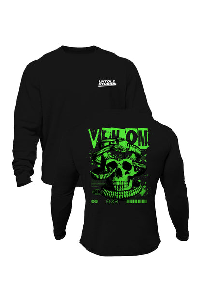 US Gothic Venomous Skull Sweatshirt - Black