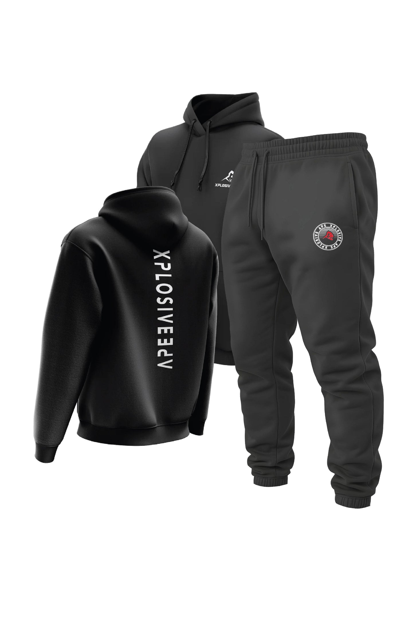 XAPE Futuristic Hoodie & Venus Joggers Combo - Black/Charcoal
